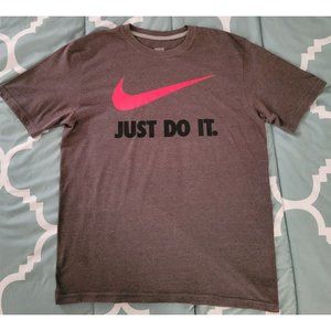 Nike Just Do It Gray T Shirt Red Swoosh Size Large